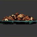Mixed Nuts Assorted Healthy Snack With Walnuts Almonds Cashews And Raisins On Blue Plate