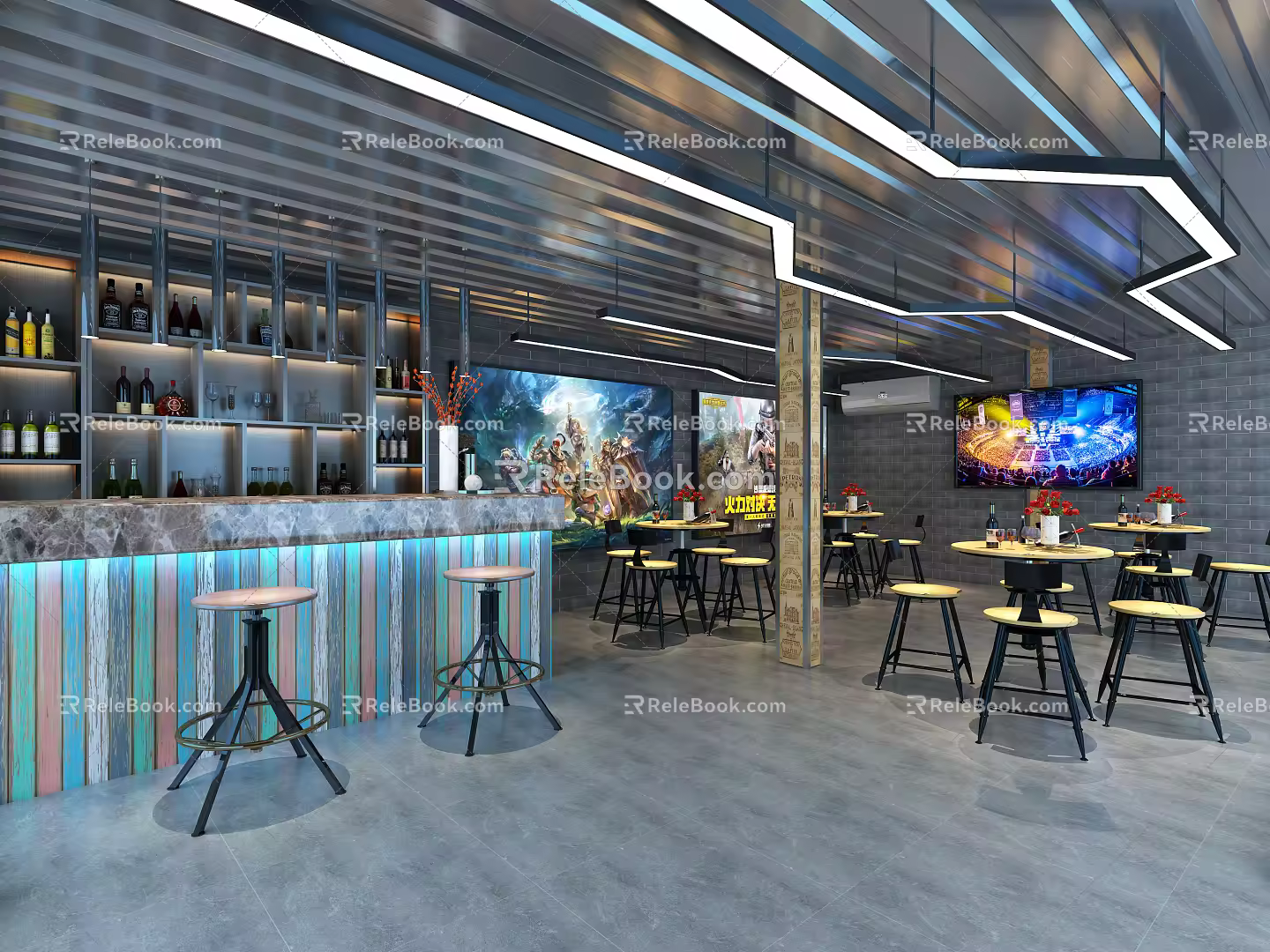 INDUSTRIAL LOFT BAR SPACE 3d model