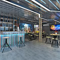 INDUSTRIAL LOFT BAR SPACE 3d model