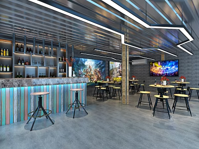INDUSTRIAL LOFT BAR SPACE 3d model