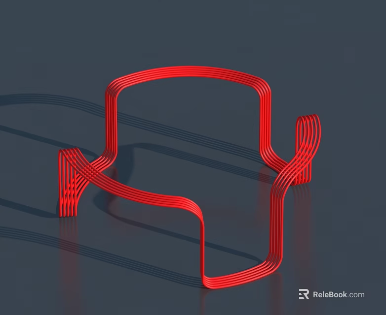 Modern Red Swing Door Design With Abstract Line Structure And Shadow Effect 3d model