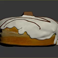 Delicious Donut With White Frosting Brown Stripes And Chocolate Stick Decoration