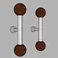 Stylish Door Handles With Brown Wooden Balls And Silver Metal Bars Design