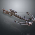 Modern Metallic Crossbow Featuring Scope And Detailed Mechanical Components Design 3d model