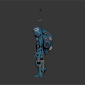 Sci Fi Blue Robot Characters With Mechanical Armor And Diverse Poses