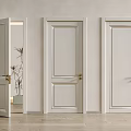 White Interior Flush Doors With Gold Handles And Elegant Panel Design For Home Use