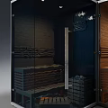Modern Shower Sauna Interior Design With Glass Doors And Wooden Benches