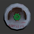 White LPG Cylinder With Red Numbered Label And Green Valve Handle
