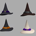 Stylish Witch Hats In Various Colors With Colored Buckled Belts