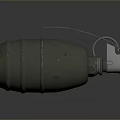 Green Military Hand Grenade Weapon With Metal Pin And Textured Surface