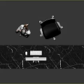 Modern Reception Desk Furniture With Black Marble Countertop And Wooden Slatted Base