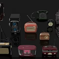 Classic Vintage Daily Electrical Appliances Collection With Radios Phones Cameras And Typewriters