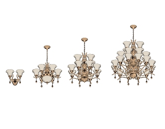 Jianou lamp combination chandelier wall lamp 3d model