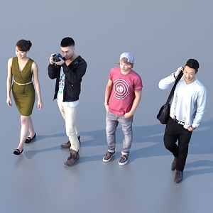 Men and women with multiple characters 3d model