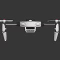 Modern Drone With Four Propellers White Blue Body On Black Reflective Surface Design