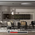 Qui Ji Restaurant Table and Chair Combination Ornaments Combination Chandelier 3d model