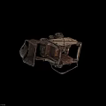 Old Rusty Functional Vehicle With Metal Bucket And Four Small Wheels 3d model