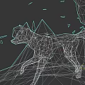 Low Poly Fox Running In Geometric Mountain Landscape With Dark Background