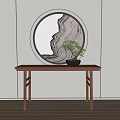 New Chinese Style End View Table Entrance Cabinet Potted Plant Decorative Cabinet End View Table 3d model