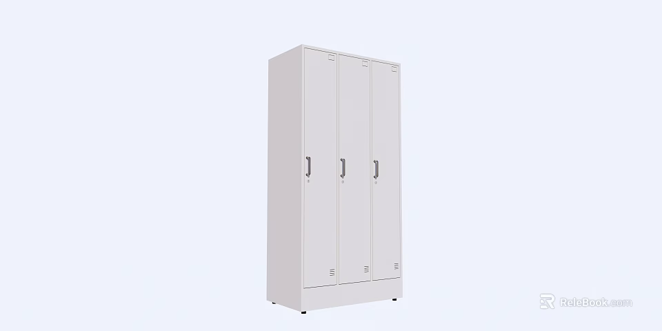 Modern White Three Door Wardrobe With Simple Design And Storage Functionality 3d model