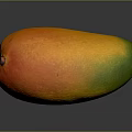 Fresh Ripe Mango With Vibrant Orange Yellow And Green Hues Against Dark Background