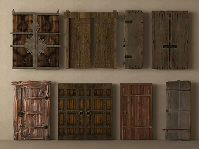 Various Traditional Wooden Doors With Rustic Designs Vintage Textures And Classic Patterns 3d model