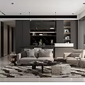 Modern Living Room Interior Design With Large Windows Lake View Sofa And Area Rug