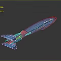 Blue Submarine Model With Elongated Body And Tail Structure Design 3d model