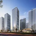Modern High Rise Office Buildings With Glass Curtain Walls Urban Landscape And Commercial Area