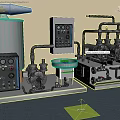 Industrial Equipment System With Control Panel Pipes Valves And Machinery Components