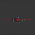 Futuristic Blue And Red Sci Fi Aircraft Model With Streamlined Wings And Tail Fin