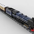 Lego toy building blocks steam train high-speed rail light rail industrial style retro 3d model