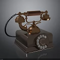 Vintage Copper Rotary Dial Telephone With Brown Handset And Dual Bells