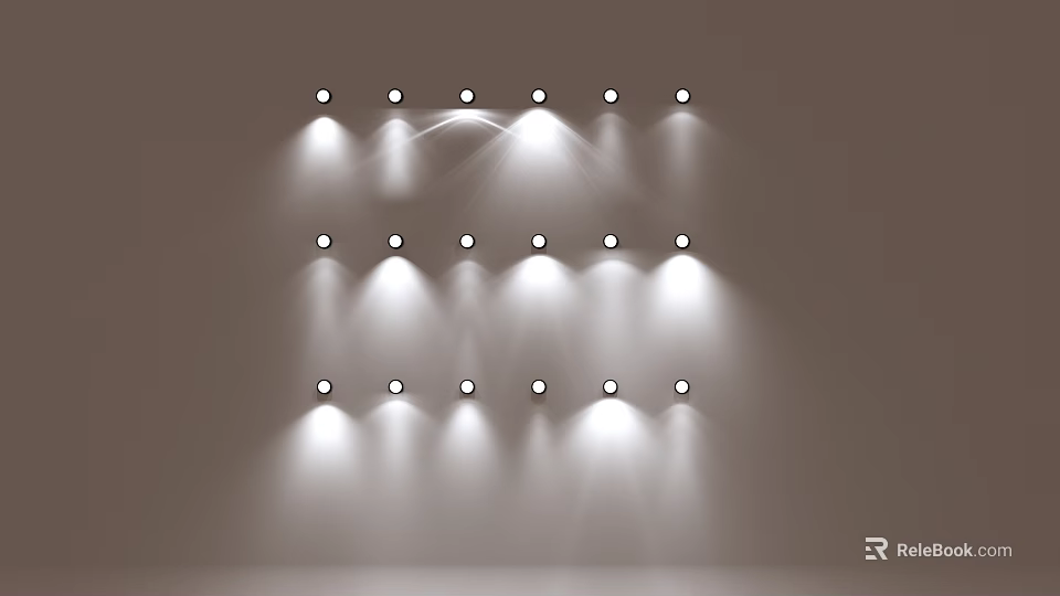 Multiple Downlights And Spotlights Arranged In Rows For Bright Indoor Lighting 3d model 