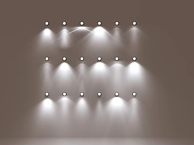 Multiple Downlights And Spotlights Arranged In Rows For Bright Indoor Lighting 3d model