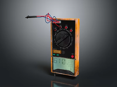 Industrial Digital Multimeter Featuring Orange Black Casing Test Probes and Digital 3d model