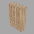 Simple Modern Wooden Wardrobe With Three Shutter Doors And Three Bottom Drawers