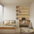 Tatami Bedroom With Window Blinds Desk Chair And Storage Shelves