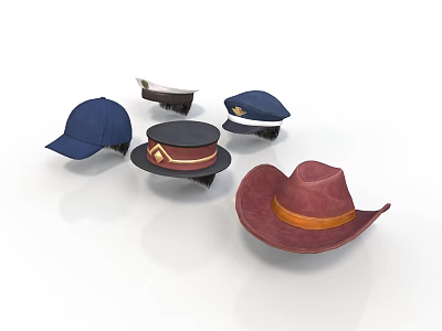 Various Styles Of Hats With Colorful Designs For Fashionable Daily Use 3d model
