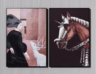 modern figure painting decorative painting 3d model