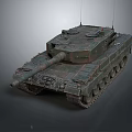 3D Model Military Tank Green Camouflage With Cannon Tracks And Antenna Design