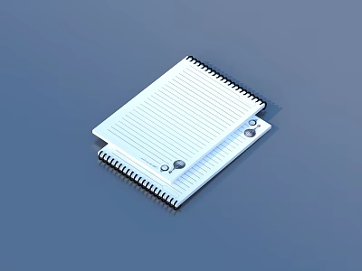 Two Spiral Notebooks With Lined Pages And Small Stickers On Blue Background 3d model