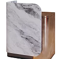 Elegant Modern Reception Desk With Marble Counter Metal Frame Lamp And Decorative Stone