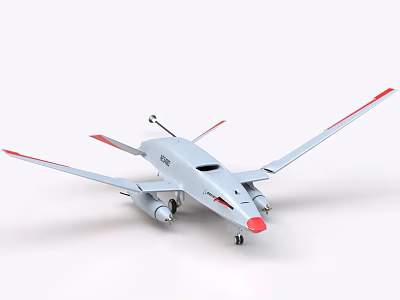 Modern Gray Fighter Jet With Red Wing Tips Sleek Design And Twin Engines 3d model