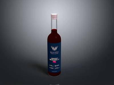 Malibu Cocktail Bottle With Red Liquid Blue Label Raspberry Flavor Vodka 3d model