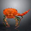 Vibrant Orange Crab With Green And Red Legs On Dark Background