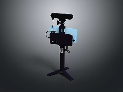Professional Tablet Monitor Workstation With Adjustable Tripod Stand And Microphone Mount 3d model