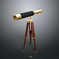 Telescope for Viewing Scenic Landscapes with Black Gold Design and Brown Tripod