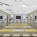 Bright Spacious Fitness Studio Featuring Yoga Mats Barre TV Exercise Balls And Wooden Floors