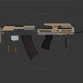 Modern Tactical Assault Rifle With Brown Black Finish Wooden Magazine And Ammunition